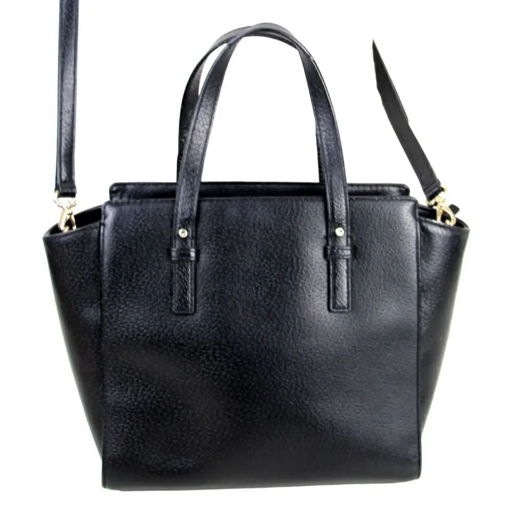 kate spade NY BLACK GENUINE LEATHER SHOULDER BAG X-BODY SATCHEL HANDBAG PURSE